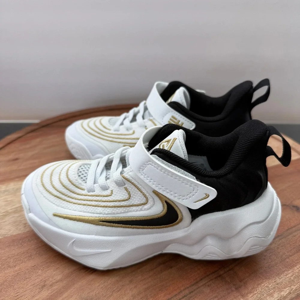 Nike Giannis Immortality 3 Kids Basketball Shoes White Black Gold FZ6733-100 11C